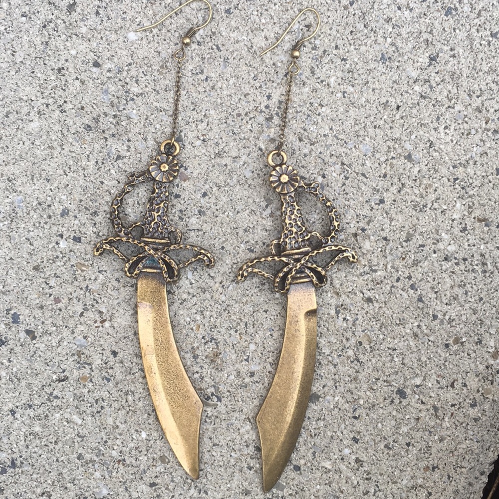Giant sword earrings